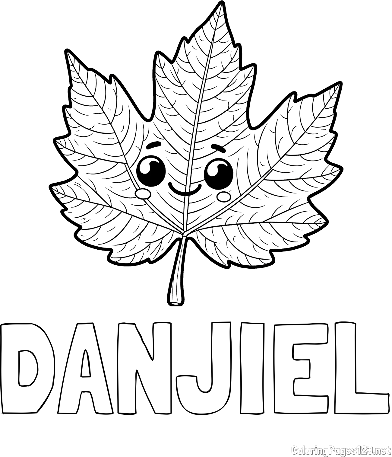 DANJIEL Coloring Page and Smiling Leaf Coloring Page for Kids
