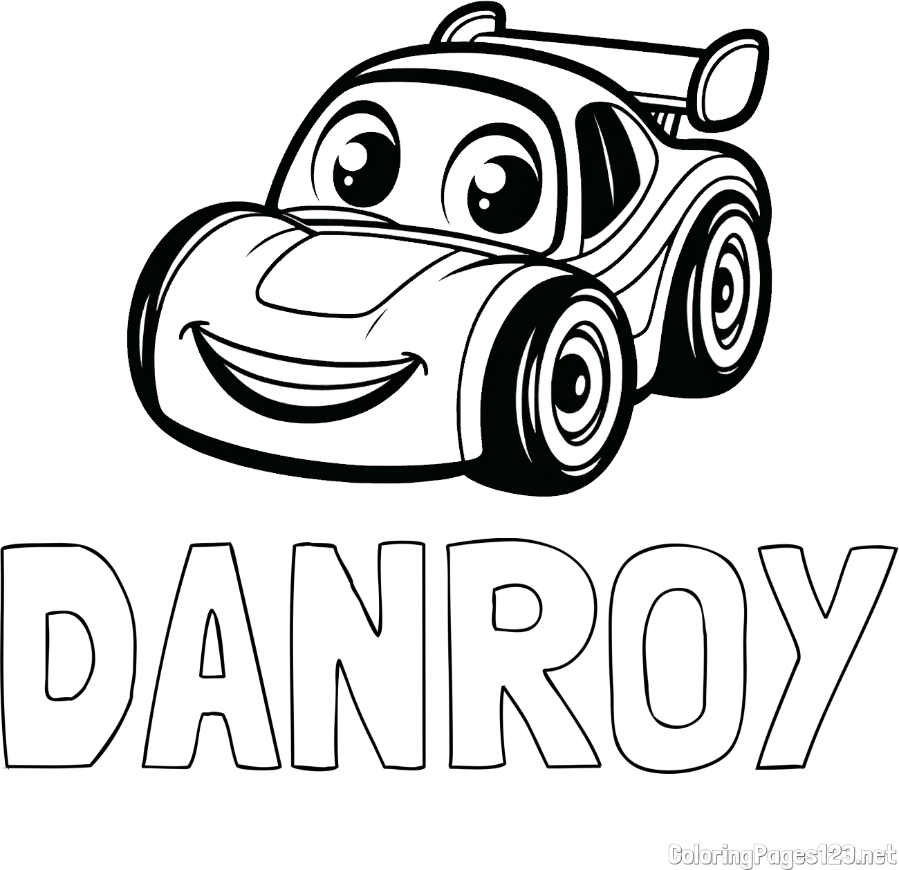 DANROY Coloring Page and Children's Printable Coloring Page of a Racing Car