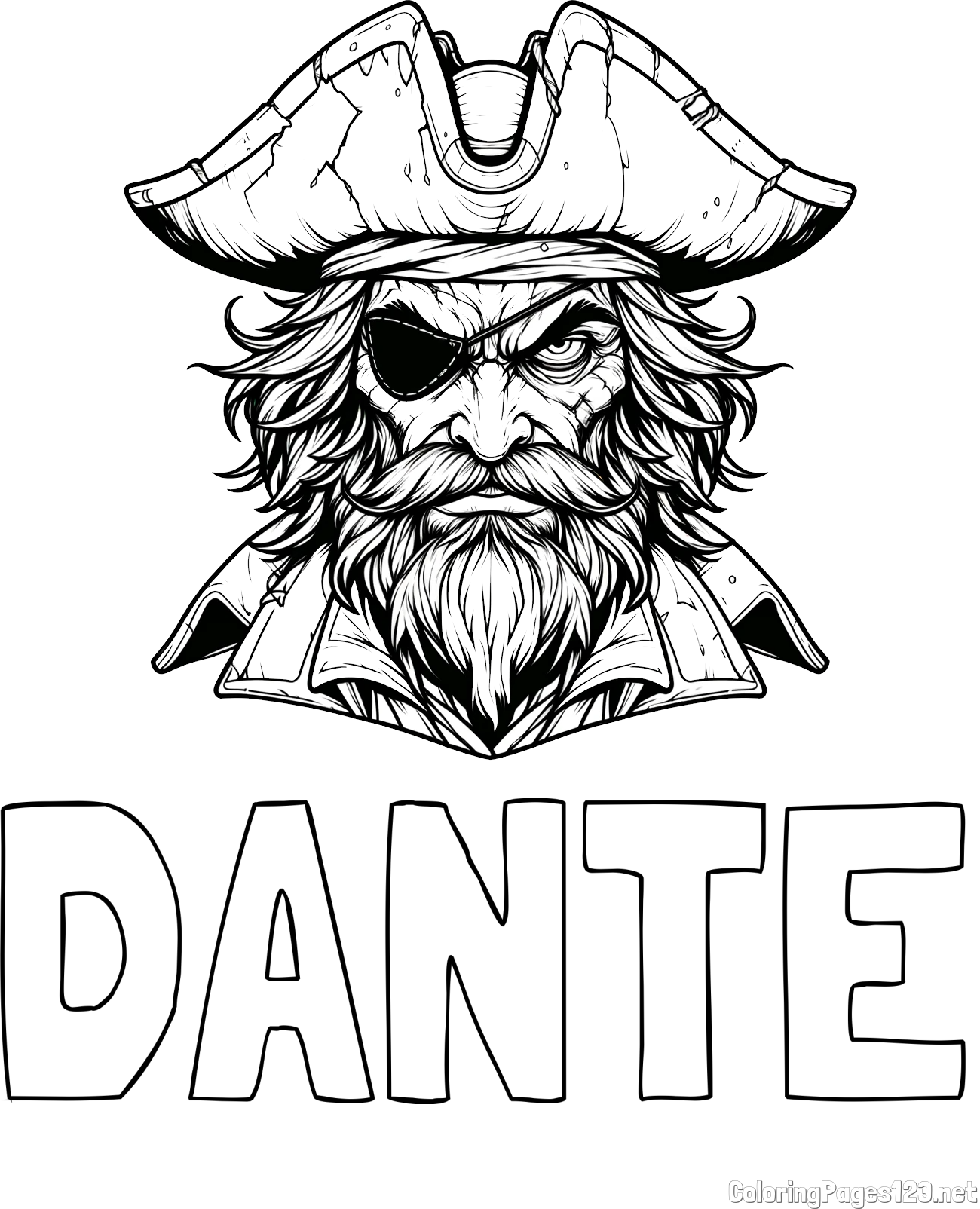 DANTE Coloring Page and Realistic Evil Pirate Coloring Page