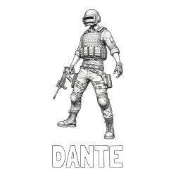 Online Created Coloring Page - DANTE Coloring Page and Realistic PUBG Coloring Page of the Main Character