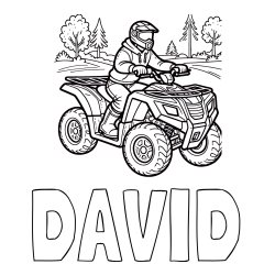 Online Created Coloring Page - DAVID Coloring Page and Motorist on ATV Coloring Page