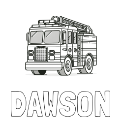 DAWSON Coloring Page and Coloring Page of a Big Fire Truck