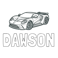 DAWSON Coloring Page and Coloring Page of a Fast Sport's Car