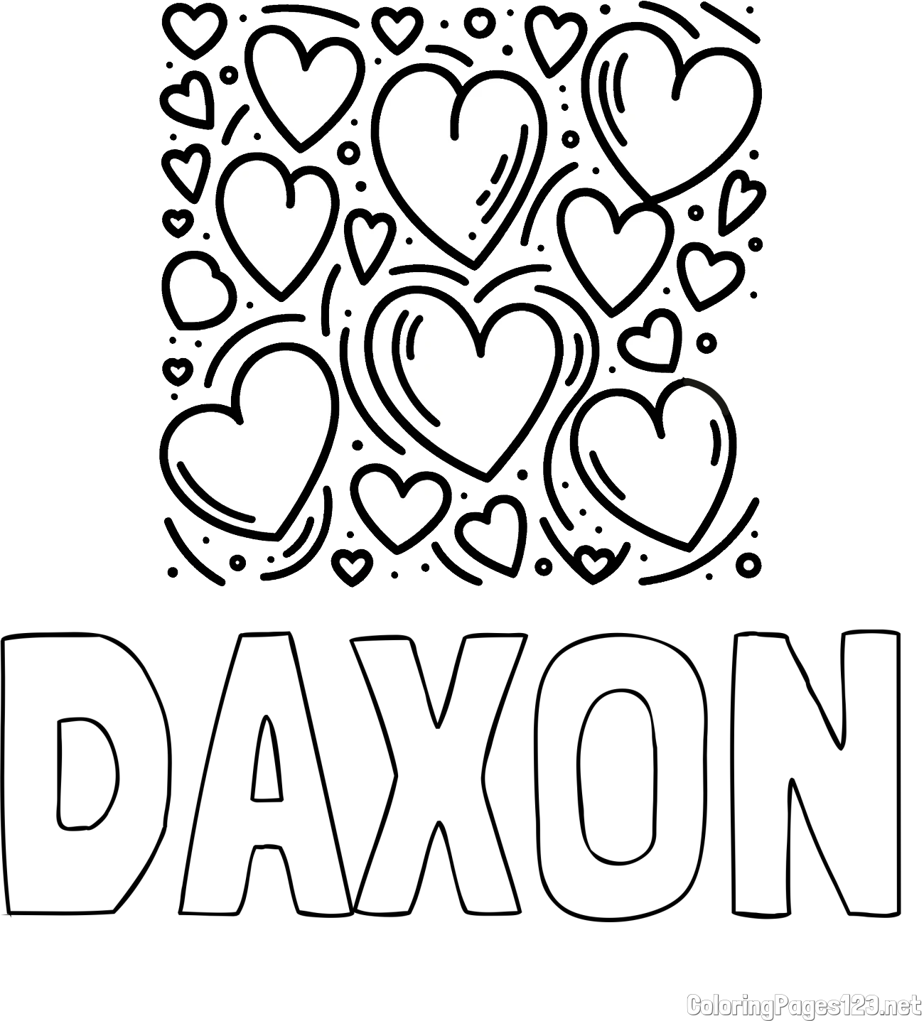 DAXON Coloring Page alongside Free Printable Coloring Page of Hearts