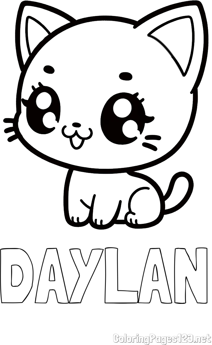 DAYLAN Coloring Page and Coloring Page of an Anime Cat