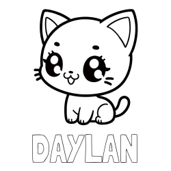 Online Created Coloring Page - DAYLAN Coloring Page and Coloring Page of an Anime Cat