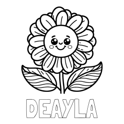 Online Created Coloring Page - DE-AYLA Coloring Page and Smiling Flower Coloring Page