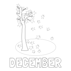 Online Created Coloring Page - DECEMBER Coloring Page and Autumn Tree Coloring Page for Kids