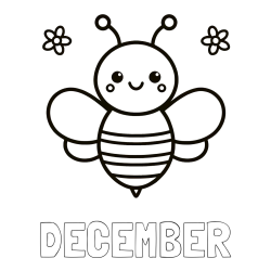 Online Created Coloring Page - DECEMBER Coloring Page and Children's Bee Coloring Page