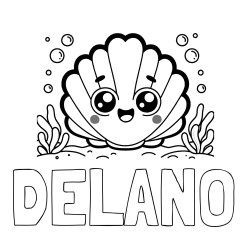 Online Created Coloring Page - DELANO Coloring Page and Smiling Seashell Coloring Page for Kids