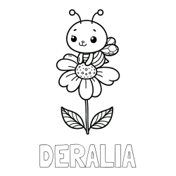 Online Created Coloring Page - DERALIA Coloring Page and Coloring Page of a Cute Bee on a Flower