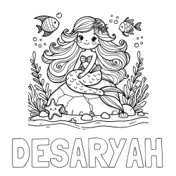 DESARYAH Coloring Page and Coloring Page of a Cute Little Mermaid