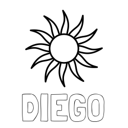 Online Created Coloring Page - DIEGO Coloring Page and Simple Sun Coloring Page for Kids