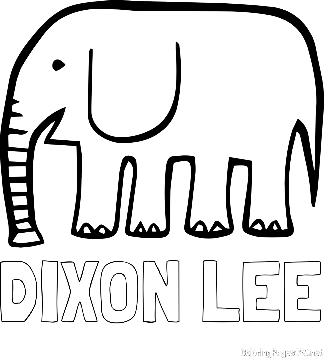 DIXON LEE Coloring Page and Simple Elephant Coloring Page for Kids