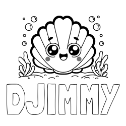 Online Created Coloring Page - DJIMMY Coloring Page and Smiling Seashell Coloring Page for Kids
