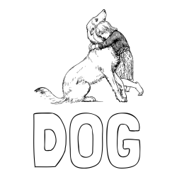 Online Created Coloring Page - DOG Coloring Page and Coloring Page of an Adorable Dog Being Embraced by a Little Girl