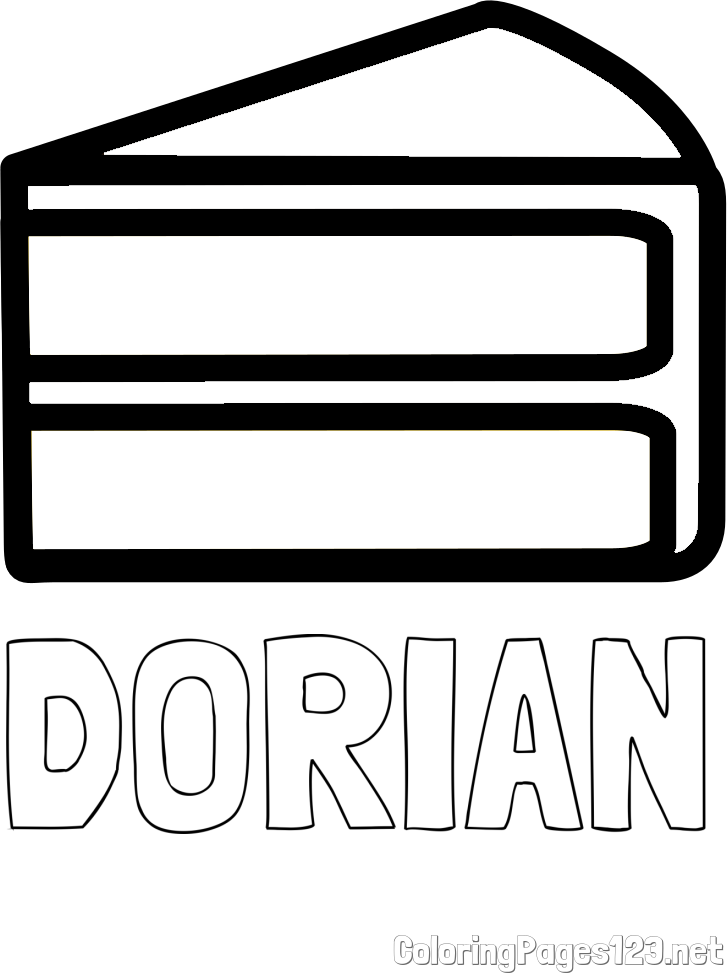 DORIAN Coloring Page and Simple Slice of Cake Coloring Page