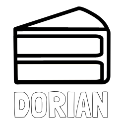 Online Created Coloring Page - DORIAN Coloring Page and Simple Slice of Cake Coloring Page