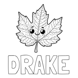 Online Created Coloring Page - DRAKE Coloring Page and Smiling Leaf Coloring Page for Kids