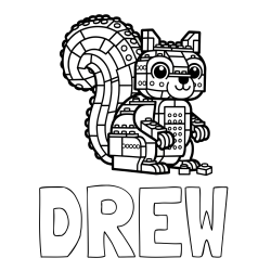 Online Created Coloring Page - DREW Coloring Page and LEGO Squirrel Coloring Page