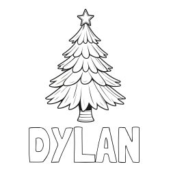 Online Created Coloring Page - DYLAN Coloring Page and Christmas Tree with Star Coloring Page