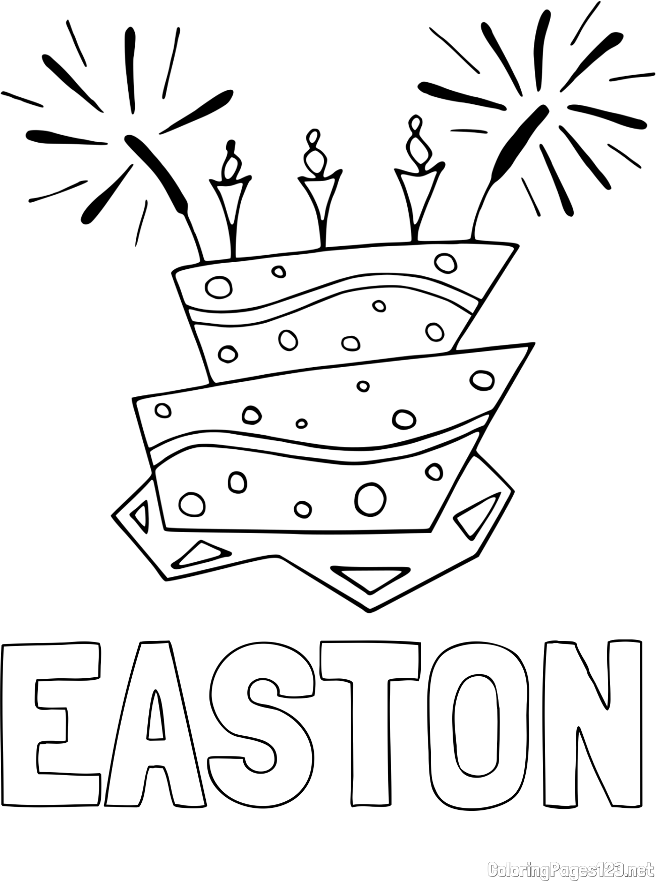 EASTON Coloring Page and Birthday Cake Coloring Page