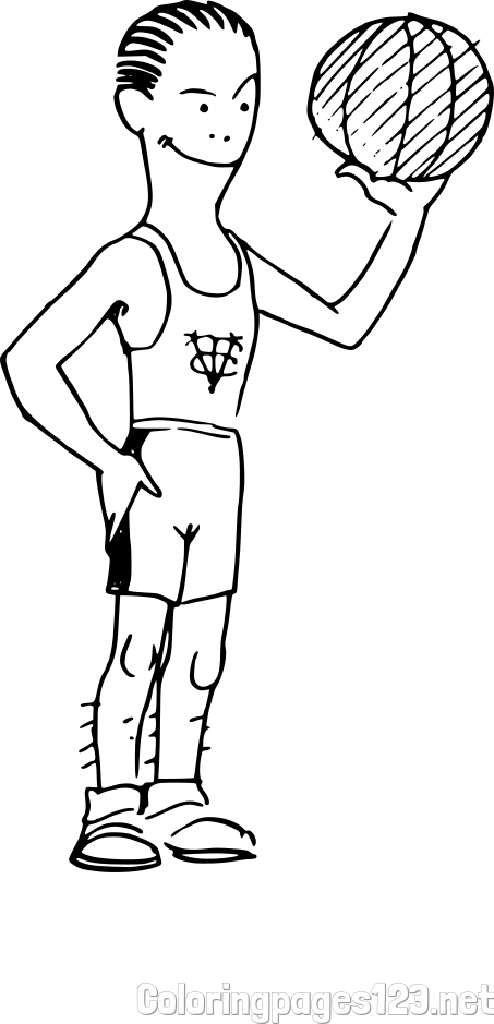 Easy Coloring Page of Basketball Player