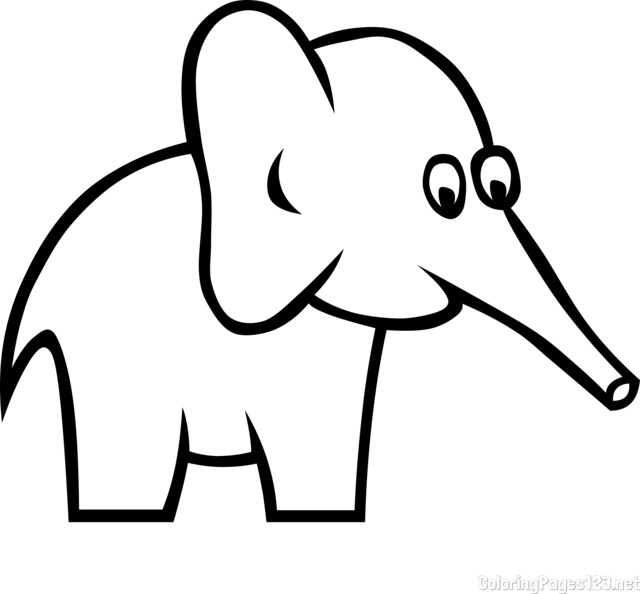 Easy Elephant Coloring Page