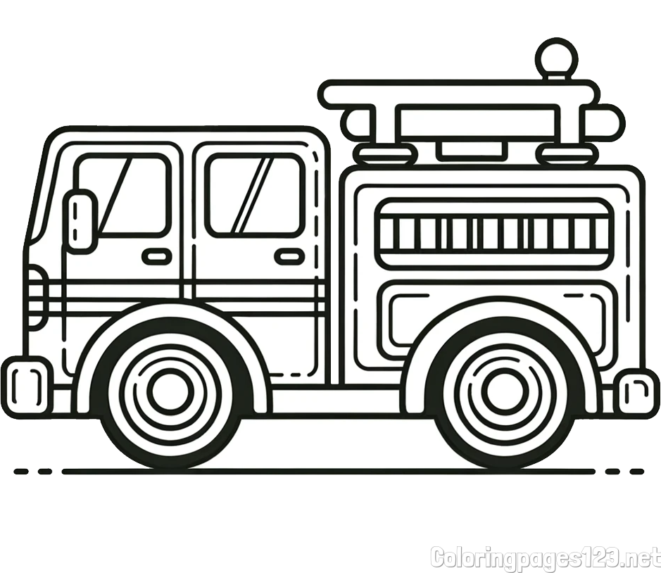 Easy Kids Coloring Page of a Fire Truck