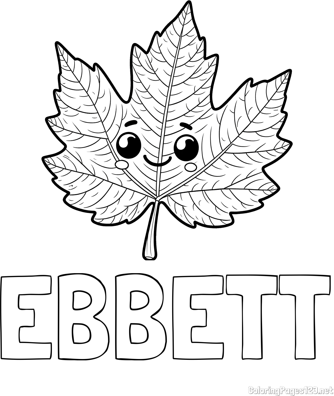 EBBETT Coloring Page and Smiling Leaf Coloring Page for Kids
