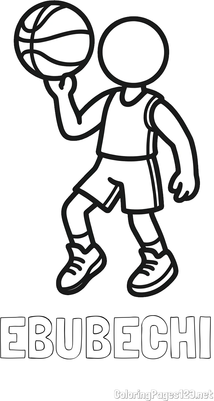 EBUBECHI Coloring Page and Children's Coloring Page of Basketball Player