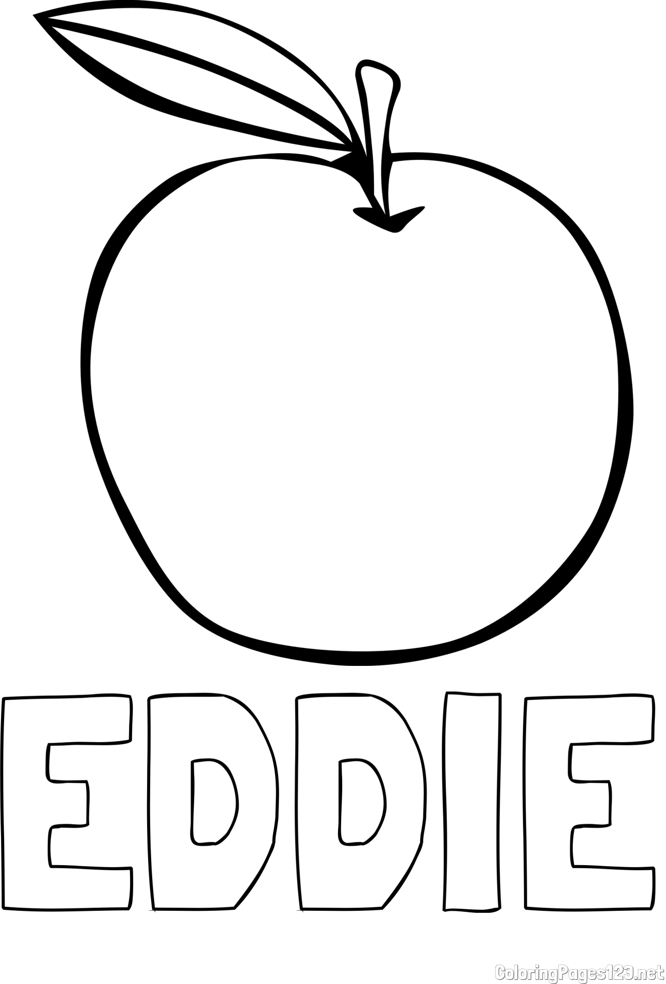 EDDIE Coloring Page and Simple Apple Coloring Page