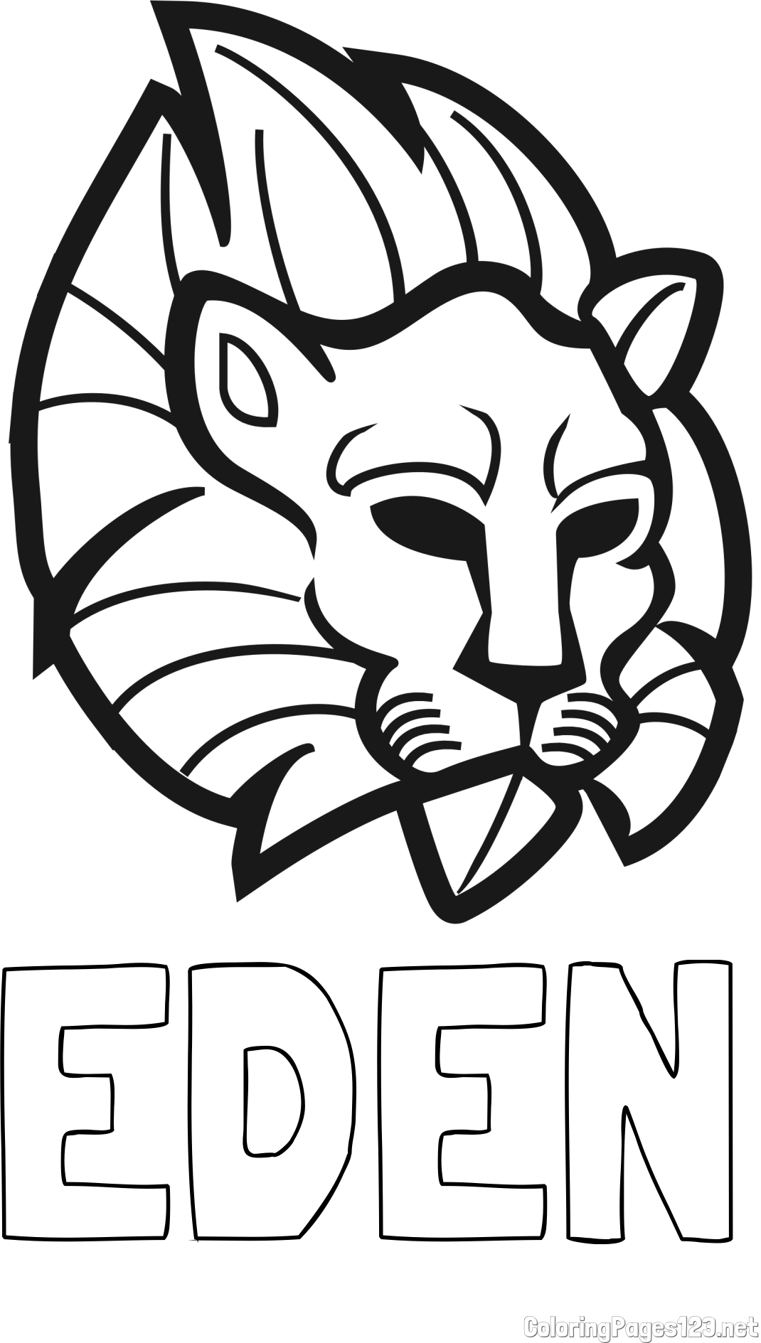EDEN Coloring Page and Abstract Lion Face Coloring Page