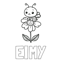 Online Created Coloring Page - EIMY Coloring Page and Coloring Page of a Cute Bee on a Flower