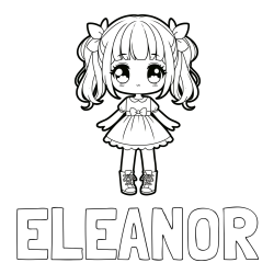 Online Created Coloring Page - ELEANOR Coloring Page alongside Coloring Page of a Cute Anime Girl