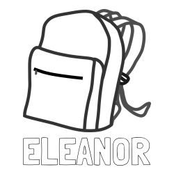 Online Created Coloring Page - ELEANOR Coloring Page and School Backpack Coloring Page