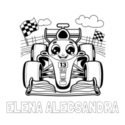 Online Created Coloring Page - ELENA ALECSANDRA Coloring Page and Children's Coloring Page of a Smiling Formula One Car
