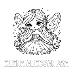 Online Created Coloring Page - ELENA ALECSANDRA Coloring Page and Coloring Page of a Cute and Smiling Magical Fairy