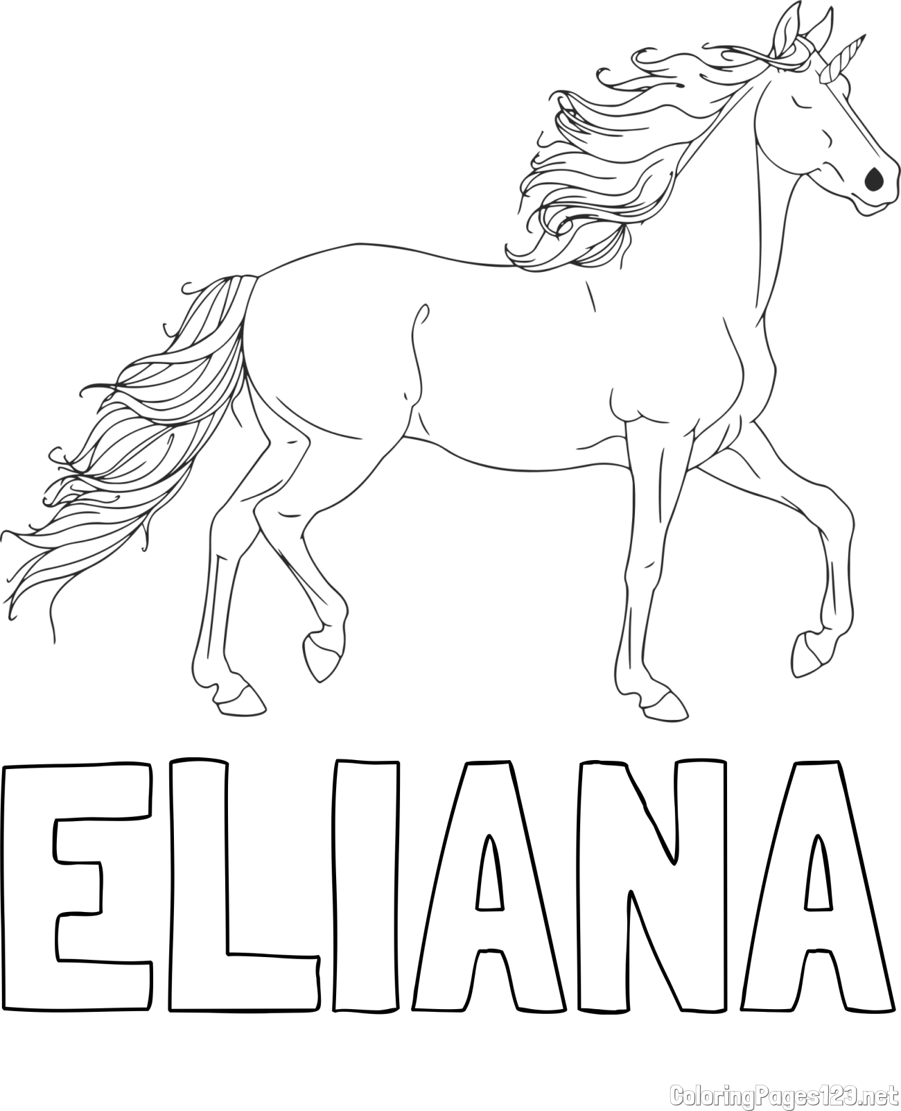 ELIANA Coloring Page and Beautiful Unicorn Coloring Page