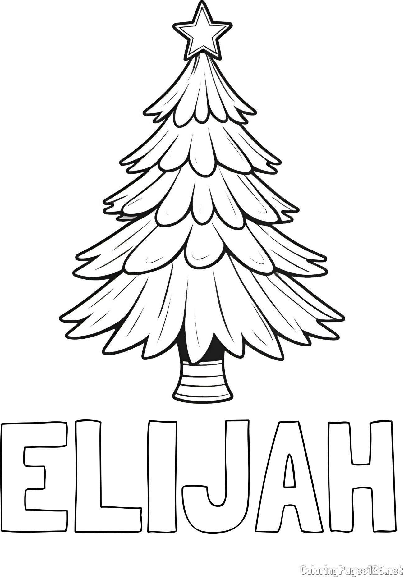ELIJAH Coloring Page and Christmas Tree with Star Coloring Page