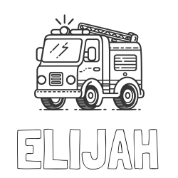 Online Created Coloring Page - ELIJAH Coloring Page and Easy Coloring Page of a Fire Truck