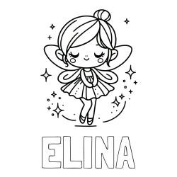 Online Created Coloring Page - ELINA Coloring Page and Children's Coloring Page of a Magical Fairy