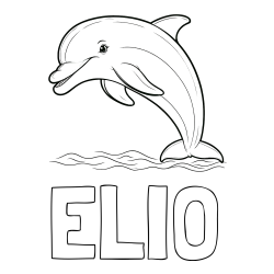 Online Created Coloring Page - ELIO Coloring Page and Children's Coloring Page of a Smiling Dolphin Jumping