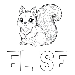 Online Created Coloring Page - ELISE Coloring Page and Easy Coloring Page of a Squirrel with Big and Cute Eyes