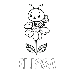 Online Created Coloring Page - ELISSA Coloring Page and Coloring Page of a Cute Bee on a Flower