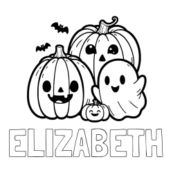 Online Created Coloring Page - ELIZABETH Coloring Page and Halloween Pumpkin and Ghost Coloring Page