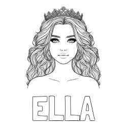 ELLA Coloring Page alongside Coloring Page of a Princess with a Crown