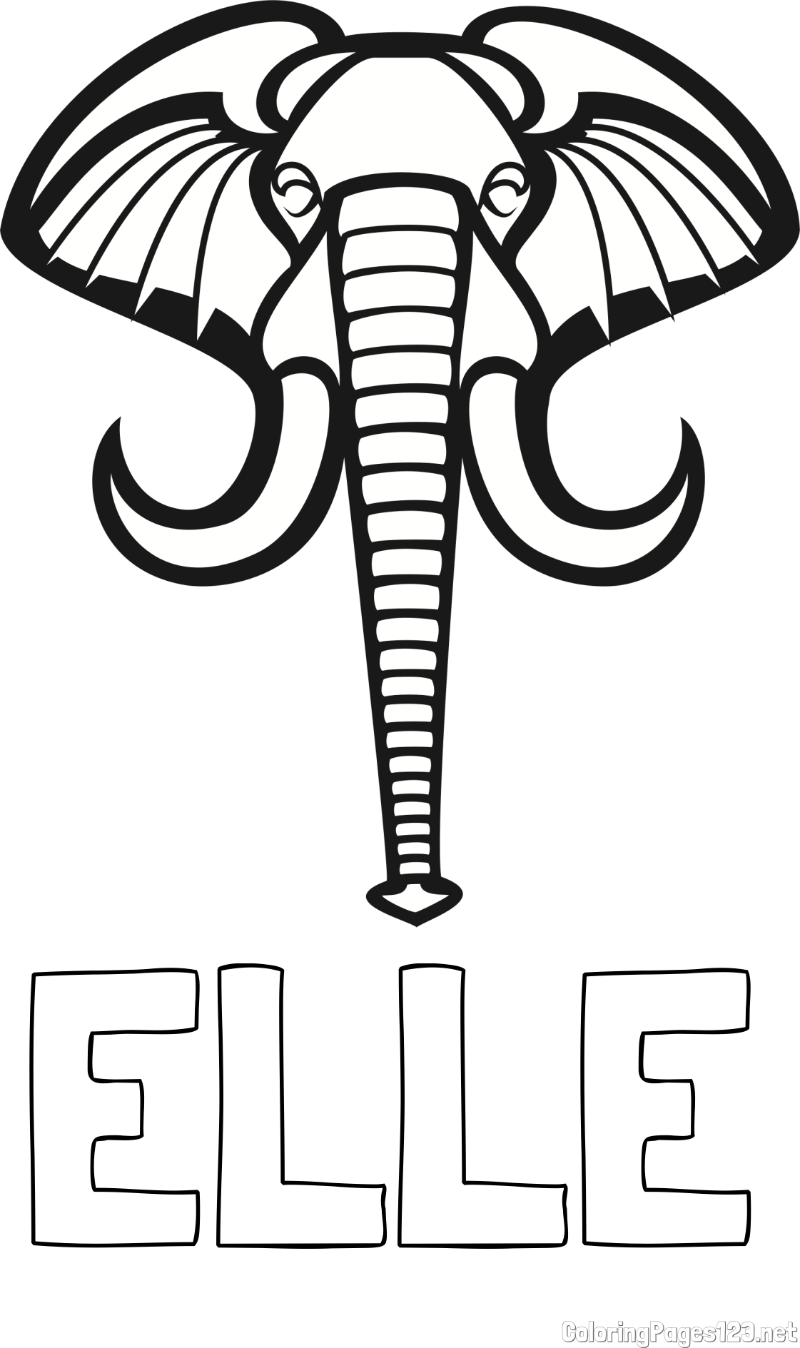ELLE Coloring Page and Elephant Head Coloring Page