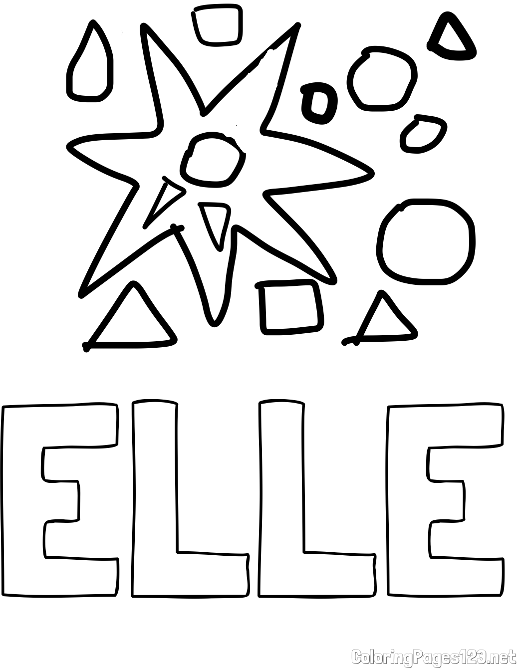 ELLE Coloring Page and Shapes