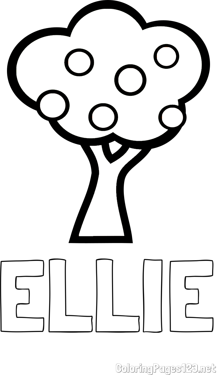 ELLIE Coloring Page and Apple Tree Coloring Page